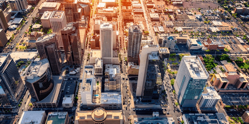 Birds eye view of a cityscape