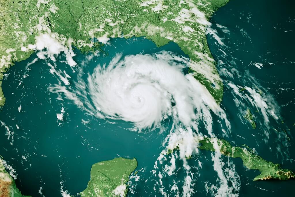Topical map hurricane Ida Birdseye view
