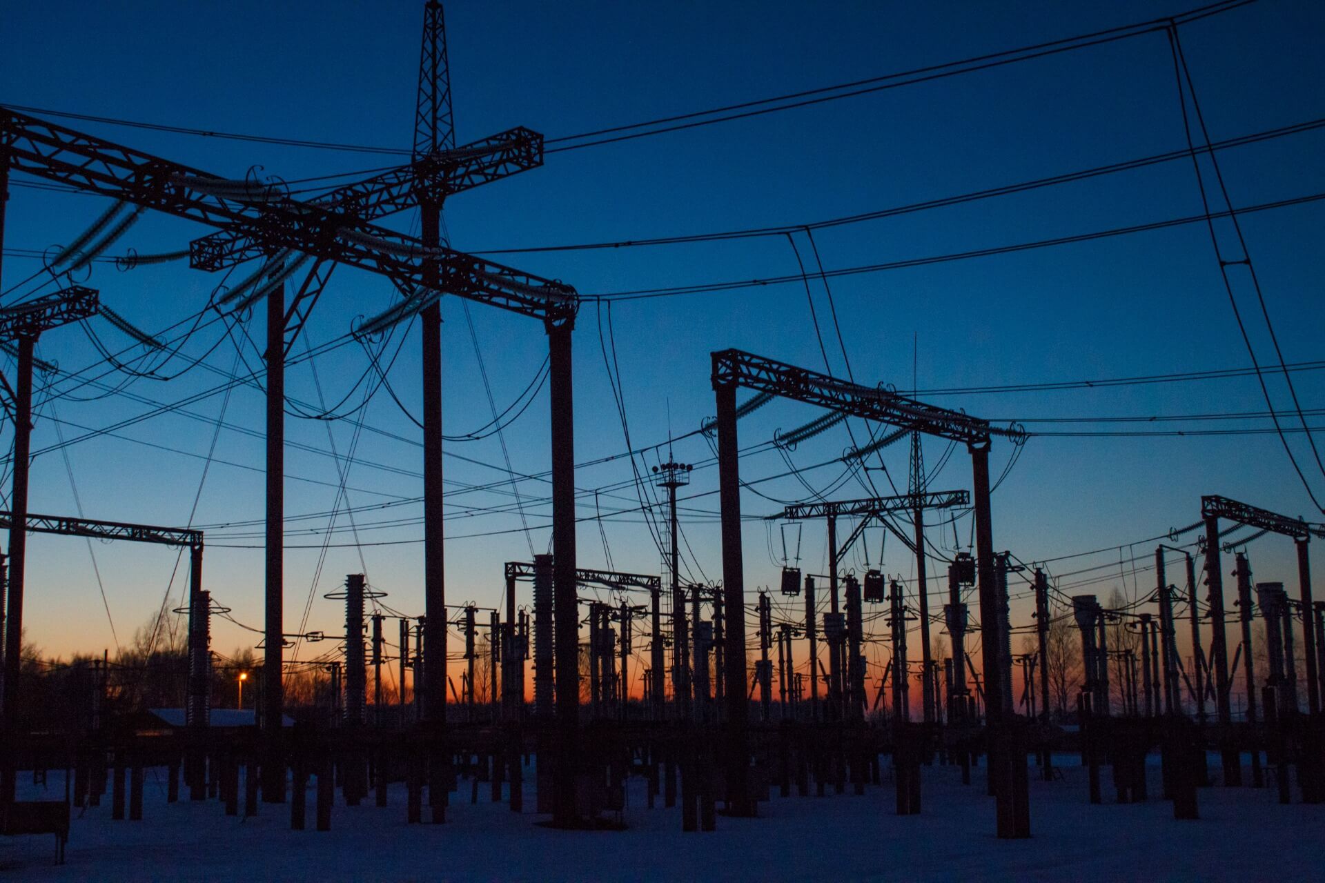 Electrical Substation at Sunset