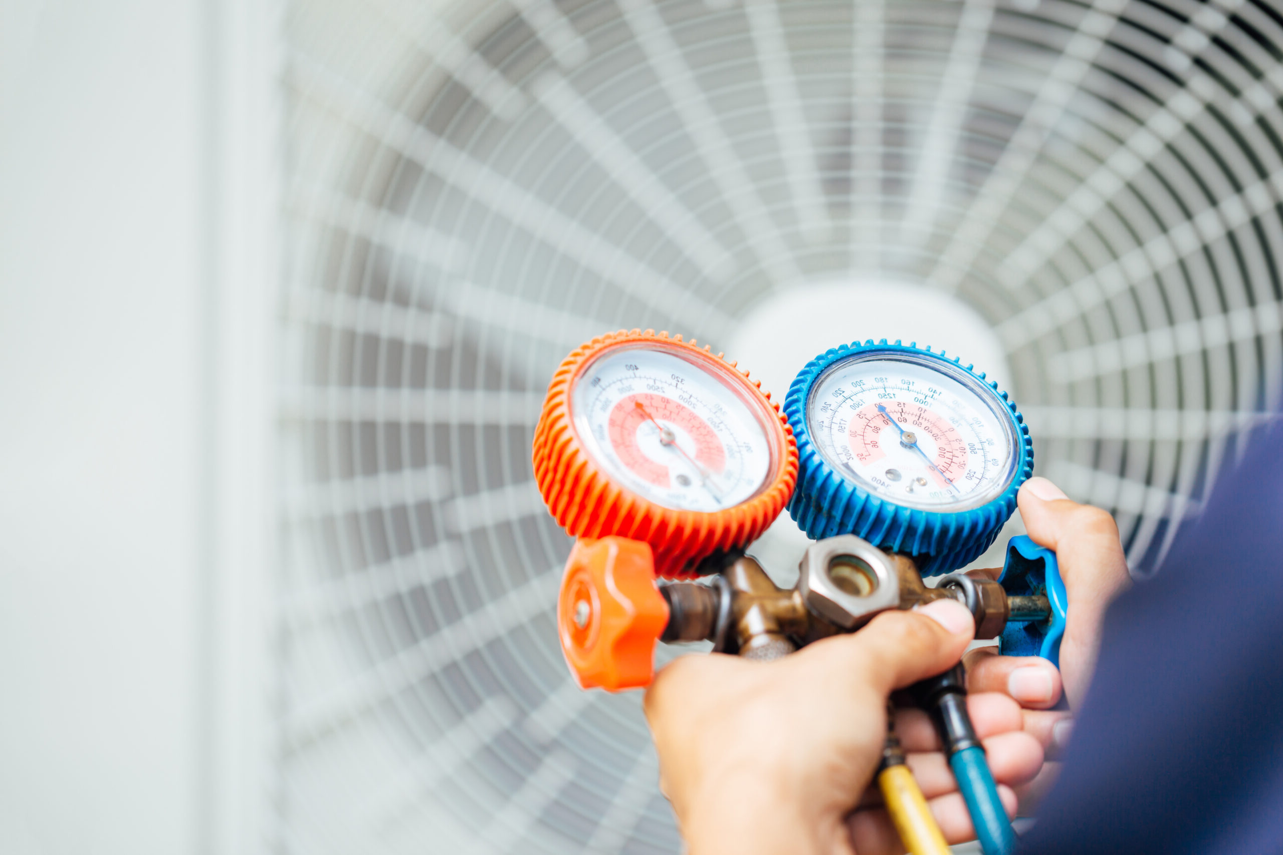 Air Conditioning Technician and A part of preparing to install new air conditioner.